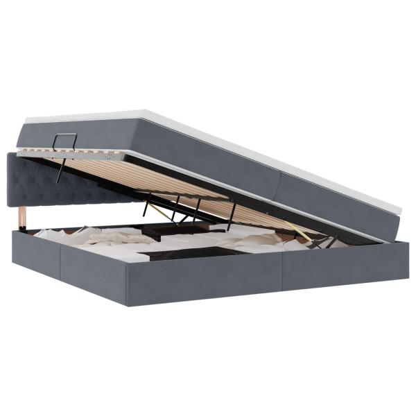 Aufbewahrungsbett mit Matratze Dunkelgrau 200 x 200 cm Samt