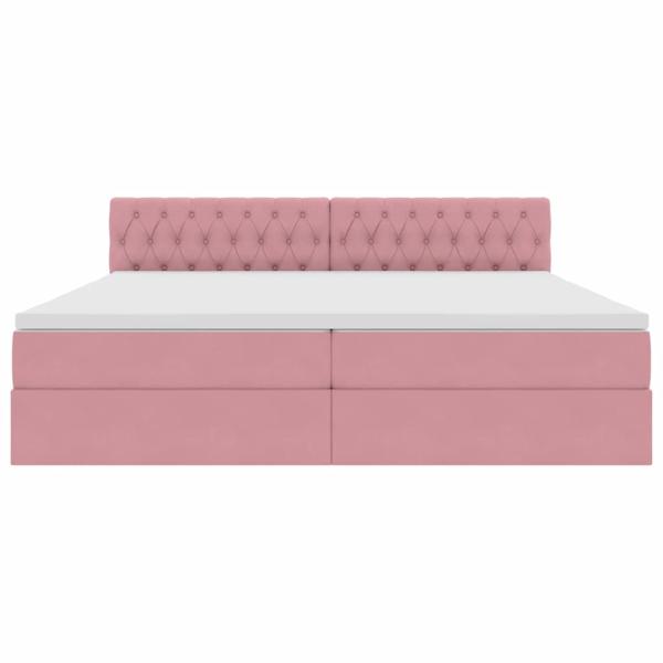 Aufbewahrungsbett mit Matratze Rosa 200 x 200 cm Samt