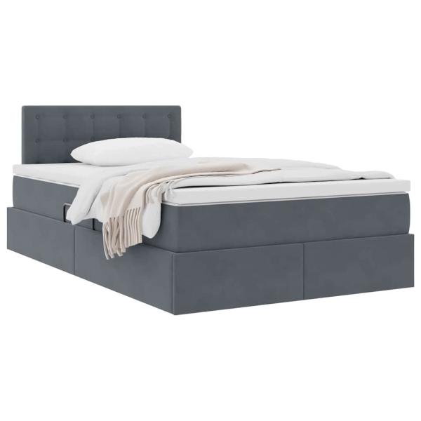 ARDEBO.de - Aufbewahrungsbett mit Matratze Dunkelgrau 120 x 190 cm Samt