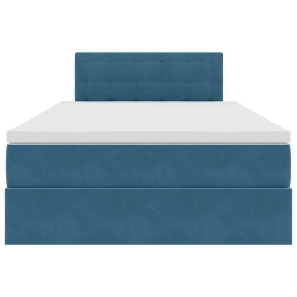 Aufbewahrungsbett mit Matratze Dunkelblau 120 x 200 cm Samt