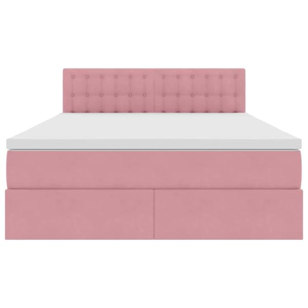 Aufbewahrungsbett mit Matratze Rosa 140 x 190 cm Samt