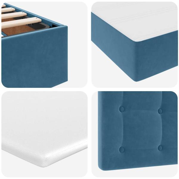 Aufbewahrungsbett mit Matratze Dunkelblau 180 x 200 cm Samt