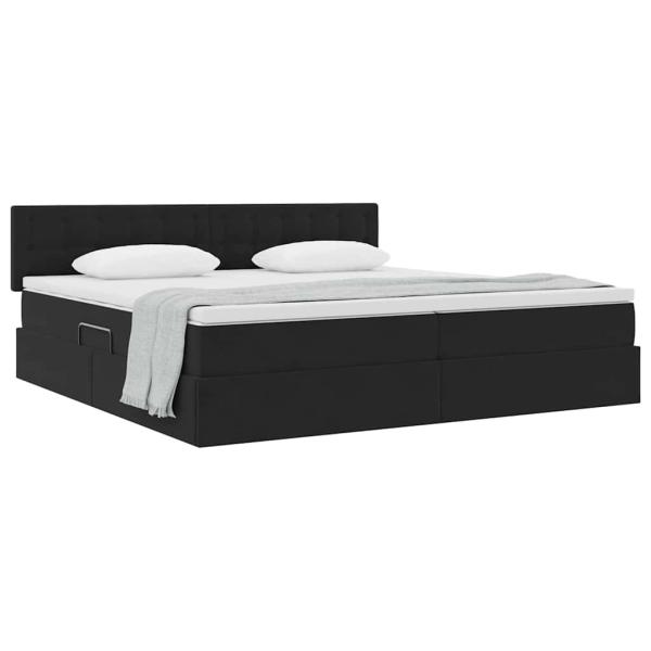Aufbewahrungsbett mit Kopfteil Schwarz 200 x 200 cm Samt
