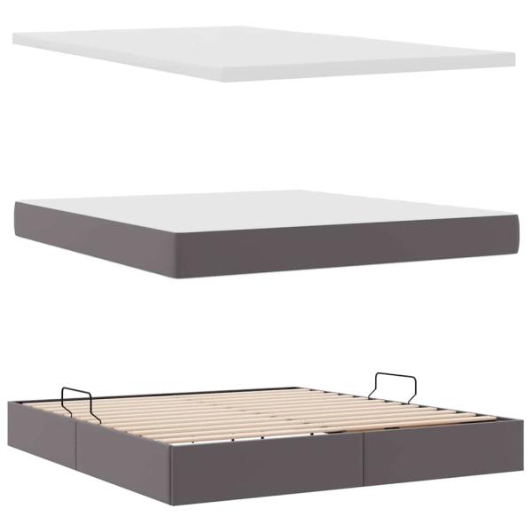Aufbewahrungsbett mit Matratze Grau 180 x 200 cm Kunstleder