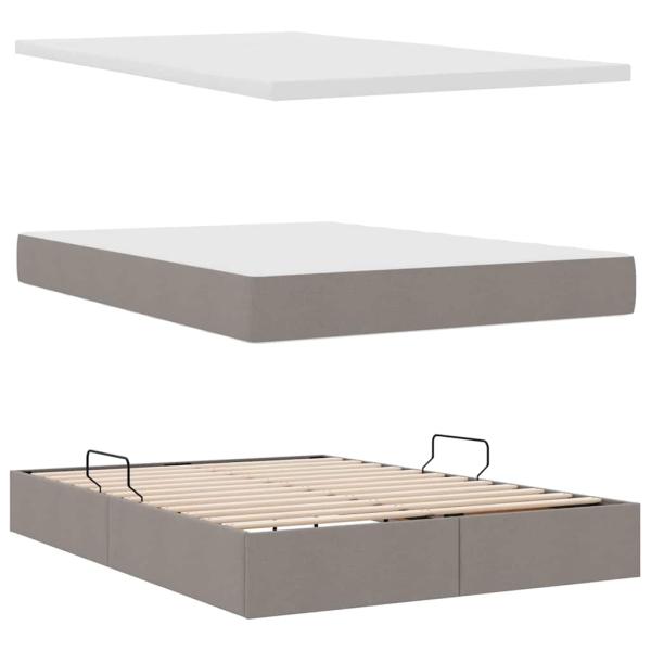 ARDEBO.de - Aufbewahrungsbett mit Matratze Taupe 140 x 200 cm Kunstleder