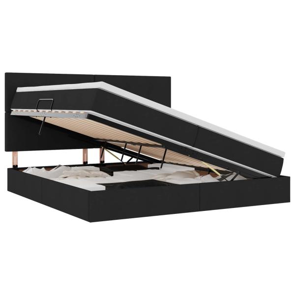 ARDEBO.de - Aufbewahrungsbett mit Matratze Schwarz 200 x 200 cm Kunstleder