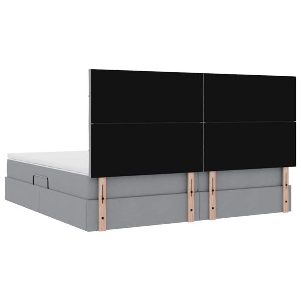 Aufbewahrungsbett mit Matratze Hellgrau 200 x 200 cm Kunstleder