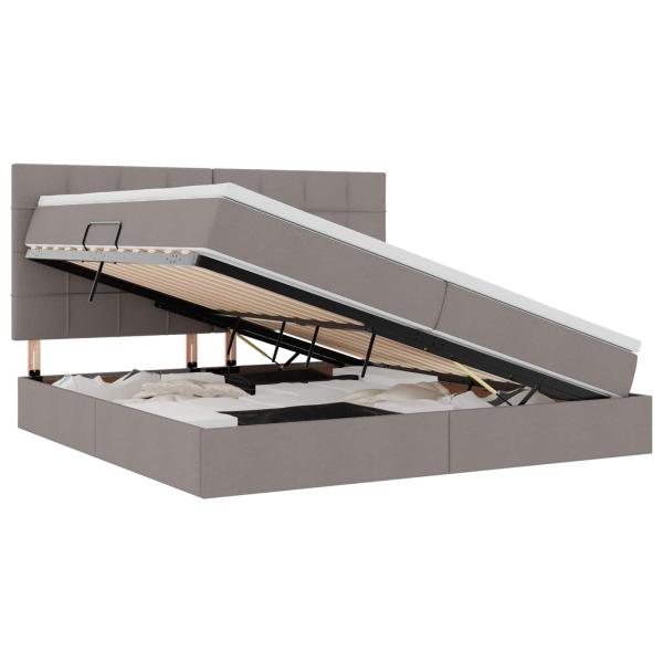 Aufbewahrungsbett mit Matratze Taupe 200 x 200 cm Kunstleder