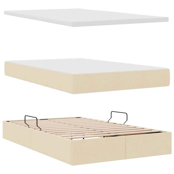 Aufbewahrungsbett mit Matratze Creme 120 x 200 cm Kunstleder