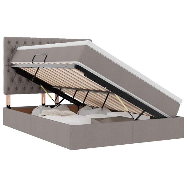 Aufbewahrungsbett mit Matratze Taupe 140 x 190 cm Kunstleder