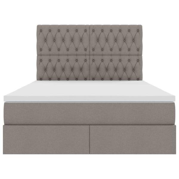 Aufbewahrungsbett mit Matratze Taupe 140 x 190 cm Kunstleder