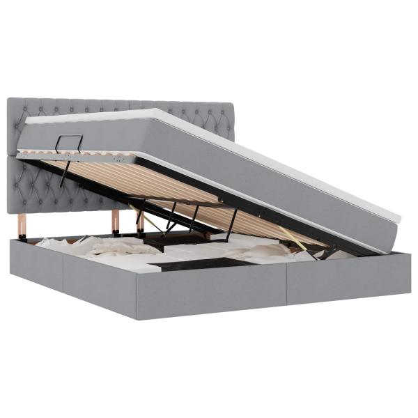 Aufbewahrungsbett mit Matratze Hellgrau 160 x 200 cm Kunstleder