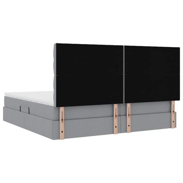 Aufbewahrungsbett mit Matratze Hellgrau 200 x 200 cm Kunstleder