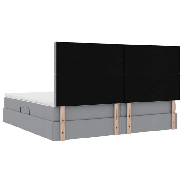 Aufbewahrungsbett mit Matratze Hellgrau 200 x 200 cm Kunstleder