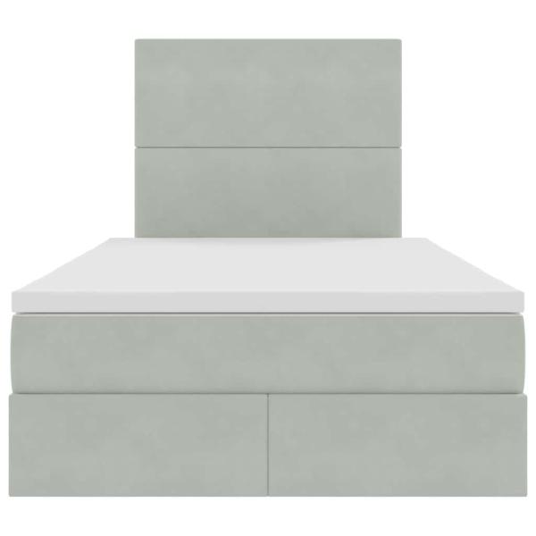 Bett mit Stauraum und LED Hellgrau 120 x 200 cm Samt