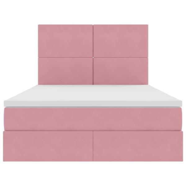 Bett mit Stauraum und LED mit Matratze Rosa 140 x 190 cm Samt