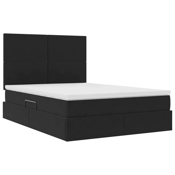 Bett mit Stauraum und LED Schwarz 140 x 200 cm Samt