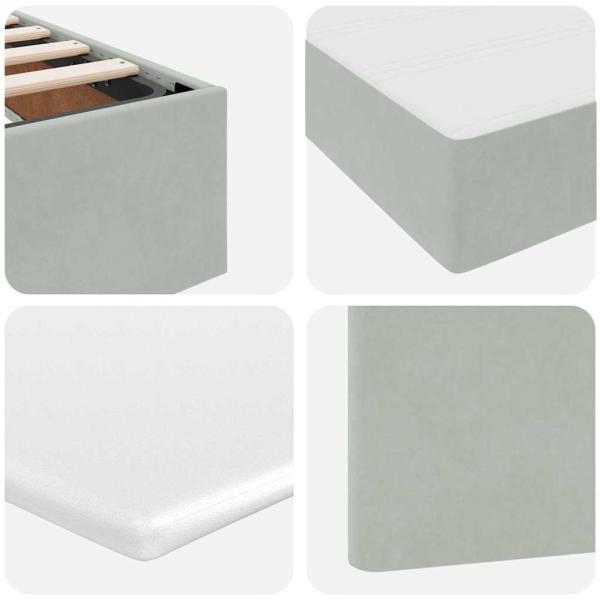 ARDEBO.de - Bett mit Stauraum und LED Hellgrau 180 x 200 cm Samt