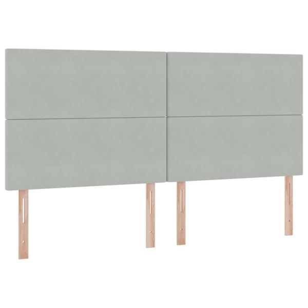 Bett mit Stauraum und LED Hellgrau 200 x 200 cm Samt
