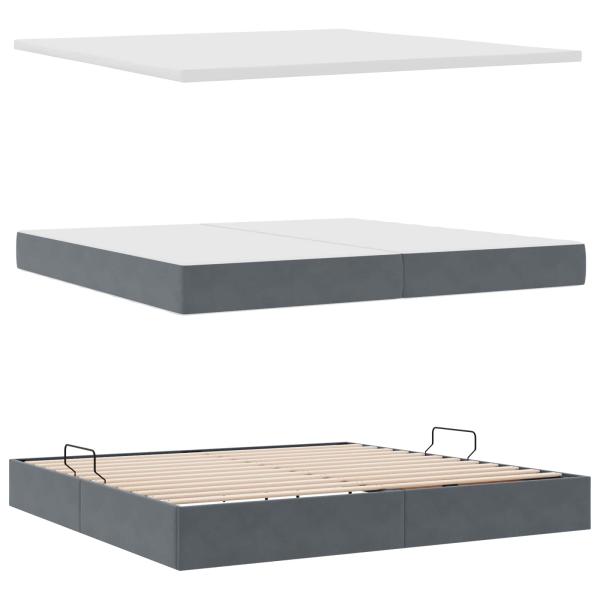 Bett mit Stauraum und LED Dunkelgrau 200 x 200 cm Samt