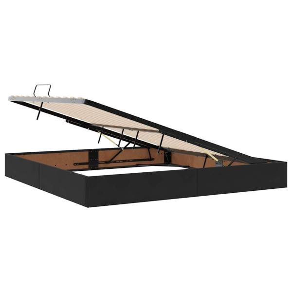 Bett mit Stauraum und LED Schwarz 200 x 200 cm Samt