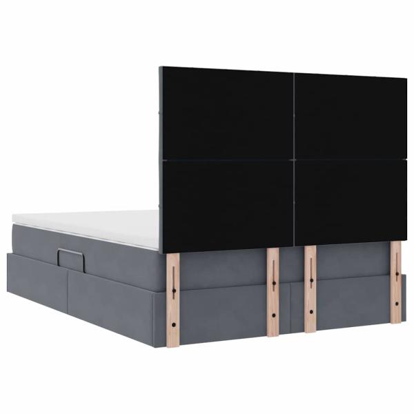 Bett mit Stauraum und LED Dunkelgrau 140 x 190 cm Samt
