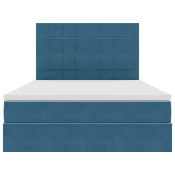 Bett mit Stauraum und LED Dunkelblau 140 x 200 cm Samt