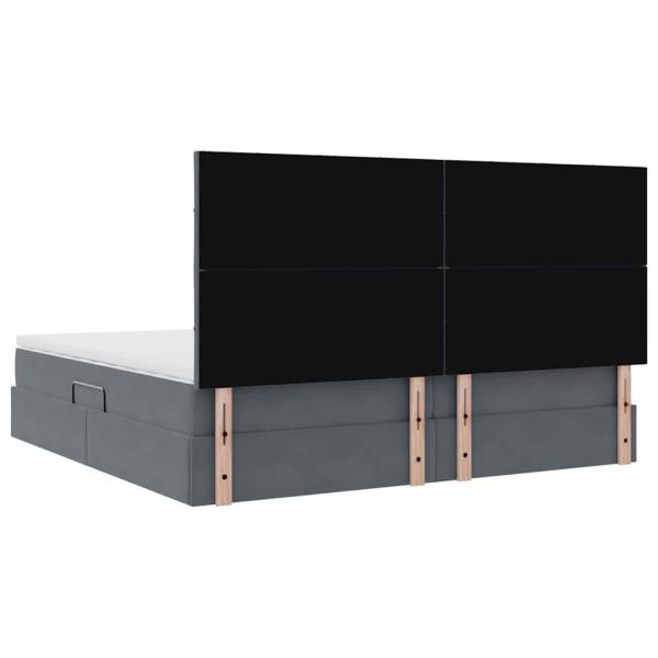 Bett mit Stauraum und LED Dunkelgrau 200 x 200 cm Samt