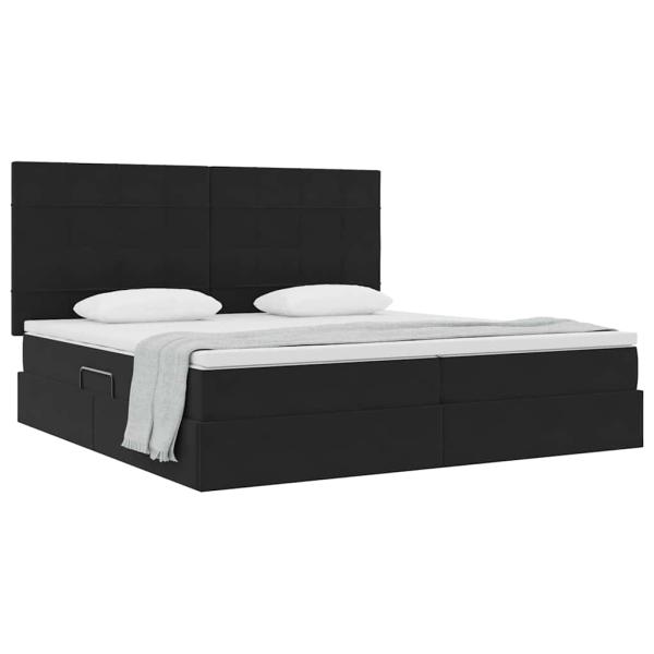 ARDEBO.de - Bett mit Stauraum und LED Schwarz 200 x 200 cm Samt