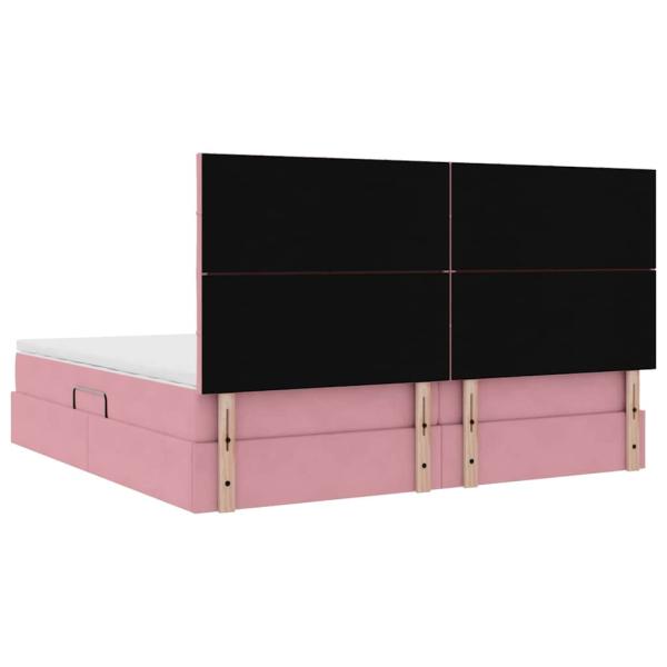 Bett mit Stauraum und LED mit Matratze Rosa 200 x 200 cm Samt
