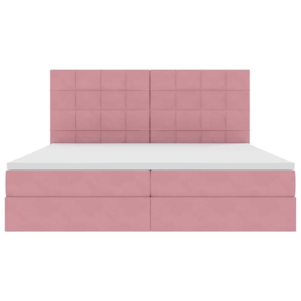 Bett mit Stauraum und LED mit Matratze Rosa 200 x 200 cm Samt