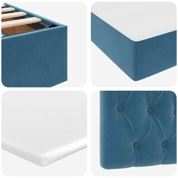 Bett mit Stauraum und LED mit Matratze Blau 120 x 190 cm Samt