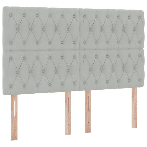 Bett mit Stauraum und LED Hellgrau 140 x 190 cm Samt