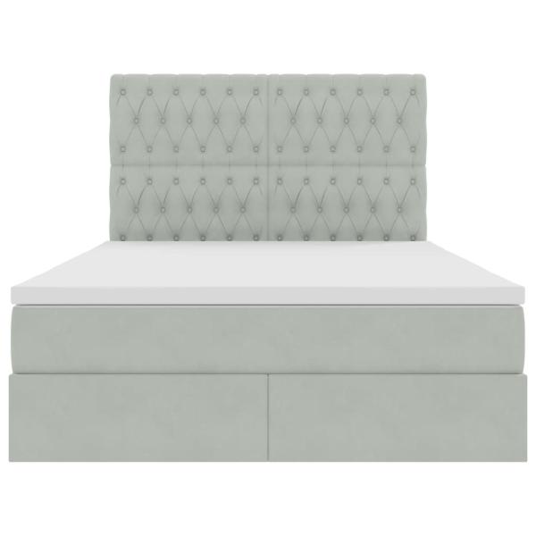 Bett mit Stauraum und LED Hellgrau 140 x 200 cm Samt