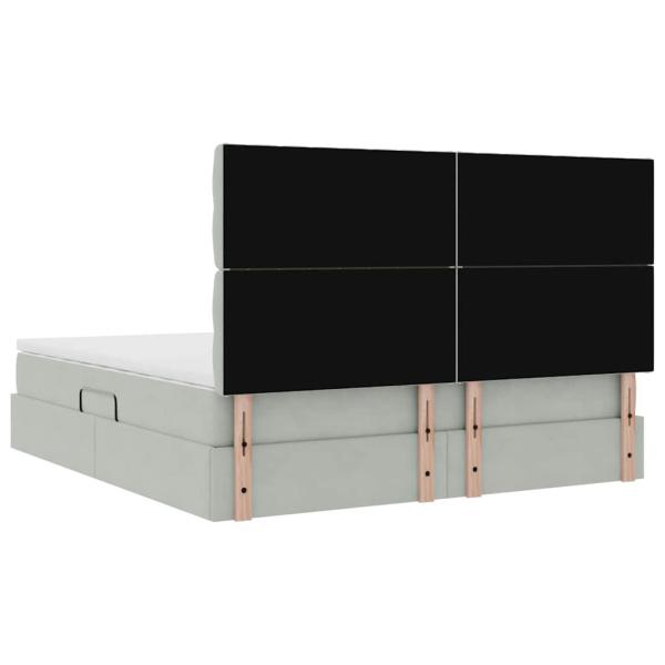 Bett mit Stauraum und LED Hellgrau 180 x 200 cm Samt