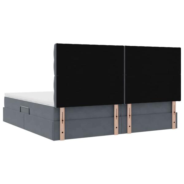 Bett mit Stauraum und LED Dunkelgrau 200 x 200 cm Samt