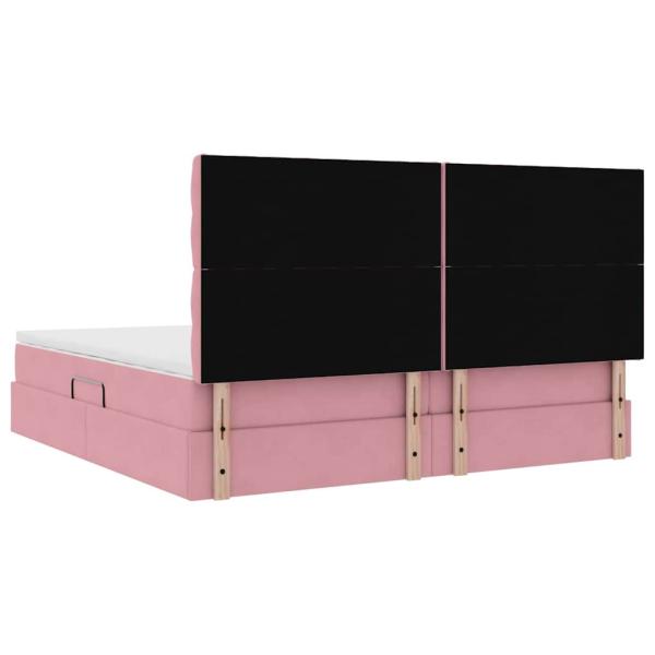 Bett mit Stauraum und LED mit Matratze Rosa 200 x 200 cm Samt