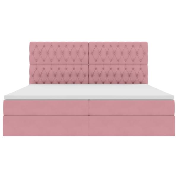 Bett mit Stauraum und LED mit Matratze Rosa 200 x 200 cm Samt