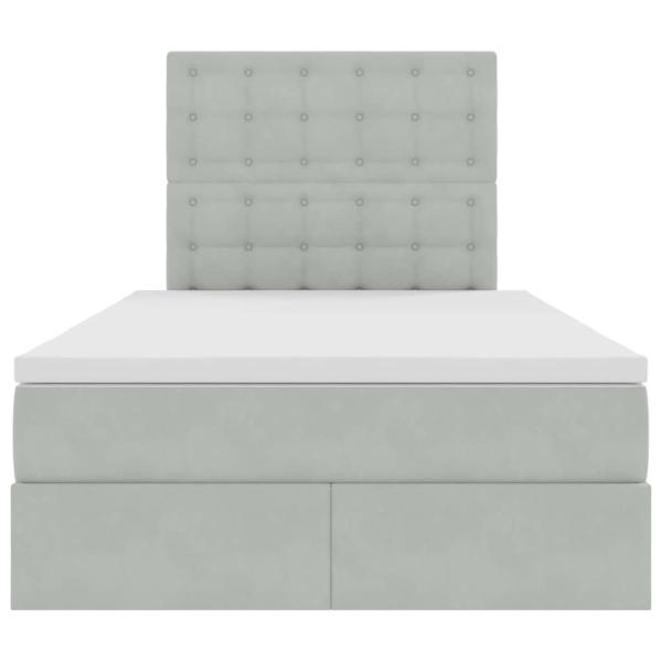 Bett mit Stauraum und LED Hellgrau 120 x 200 cm Samt