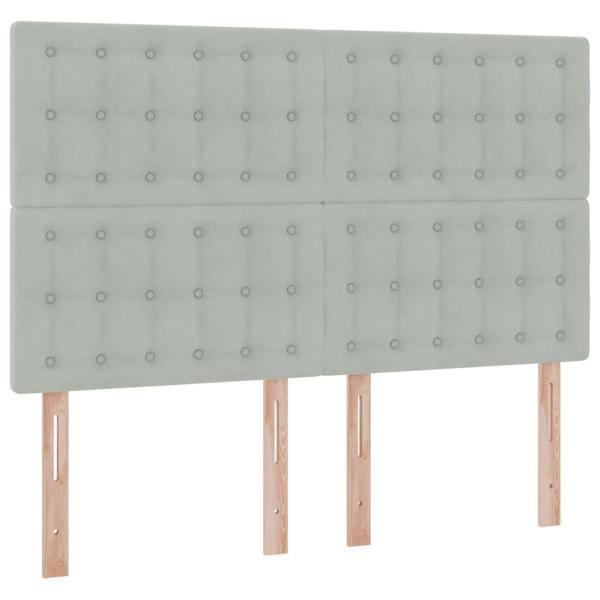 Bett mit Stauraum und LED Hellgrau 140 x 190 cm Samt