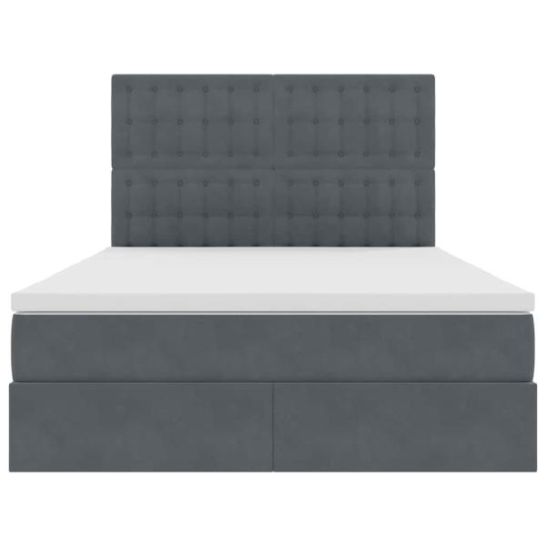 Bett mit Stauraum und LED Dunkelgrau 140 x 190 cm Samt