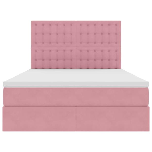 Bett mit Stauraum und LED mit Matratze Rosa 140 x 190 cm Samt
