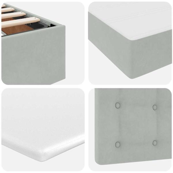 Bett mit Stauraum und LED Hellgrau 140 x 200 cm Samt