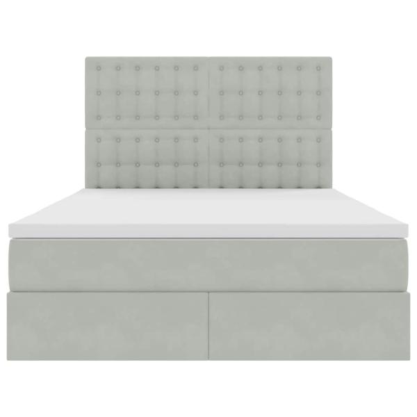 Bett mit Stauraum und LED Hellgrau 140 x 200 cm Samt