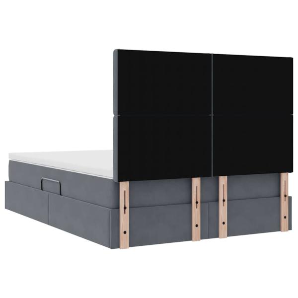 Bett mit Stauraum und LED Dunkelgrau 140 x 200 cm Samt