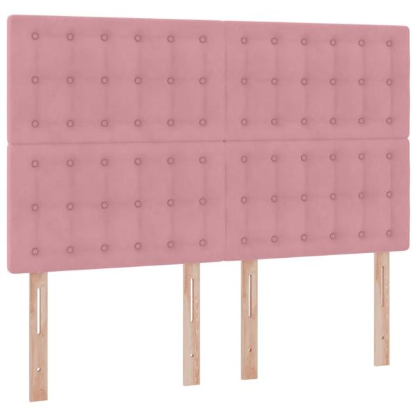 Bett mit Stauraum und LED mit Matratze Rosa 140 x 200 cm Samt