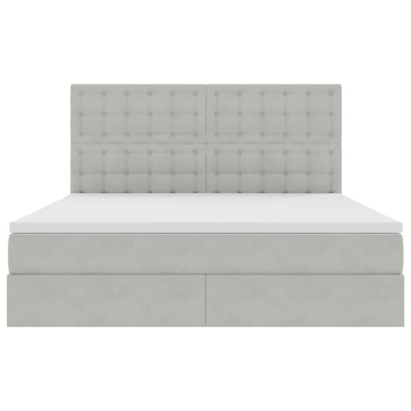 Bett mit Stauraum und LED Hellgrau 180 x 200 cm Samt