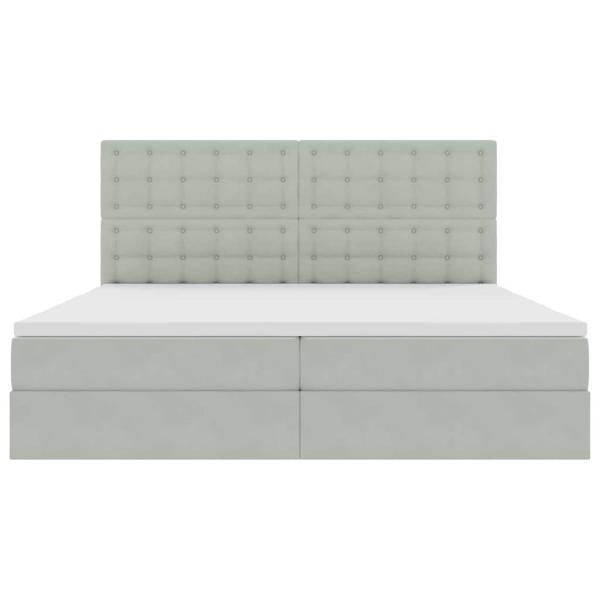 Bett mit Stauraum und LED Hellgrau 200 x 200 cm Samt