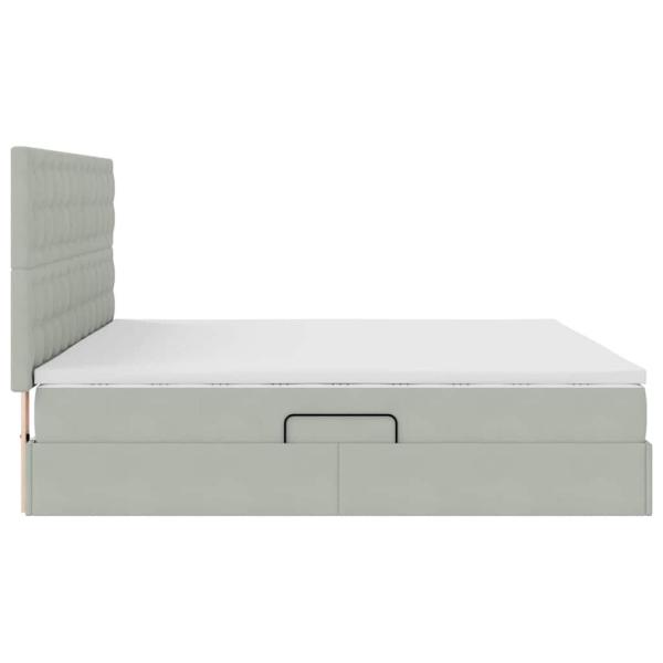 Bett mit Stauraum und LED Hellgrau 200 x 200 cm Samt