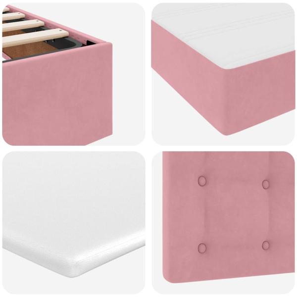 Bett mit Stauraum und LED mit Matratze Rosa 200 x 200 cm Samt